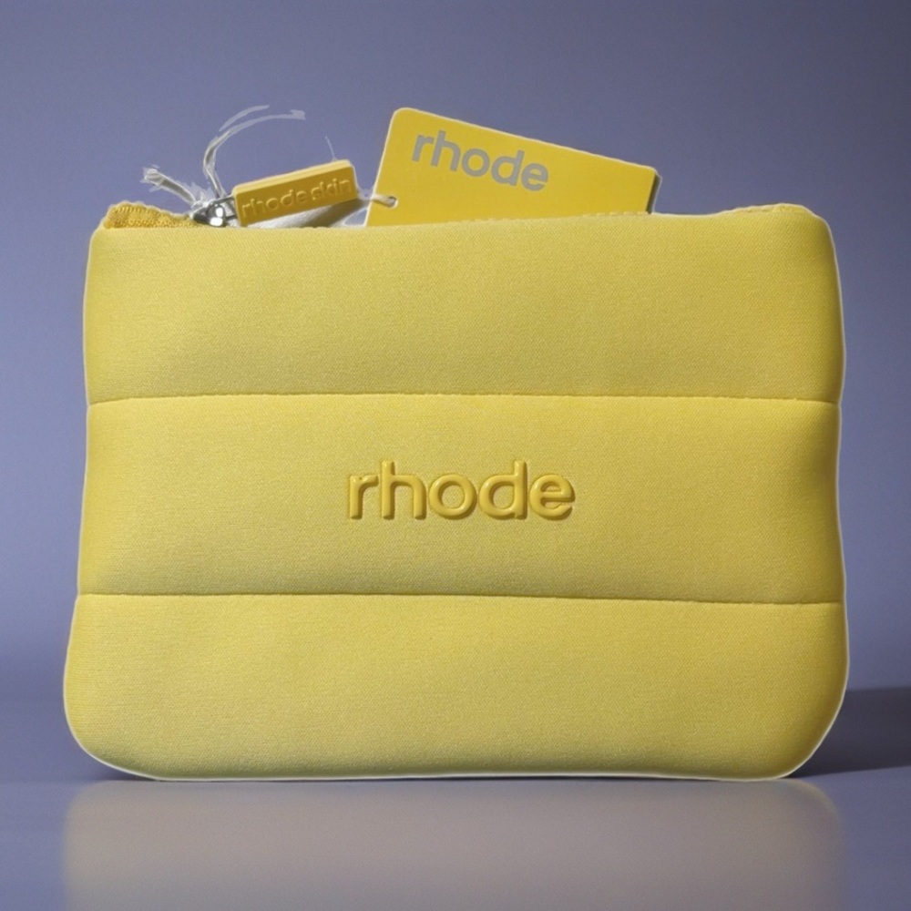 RHODE Yellow Quilted Puffer Cosmetic Case